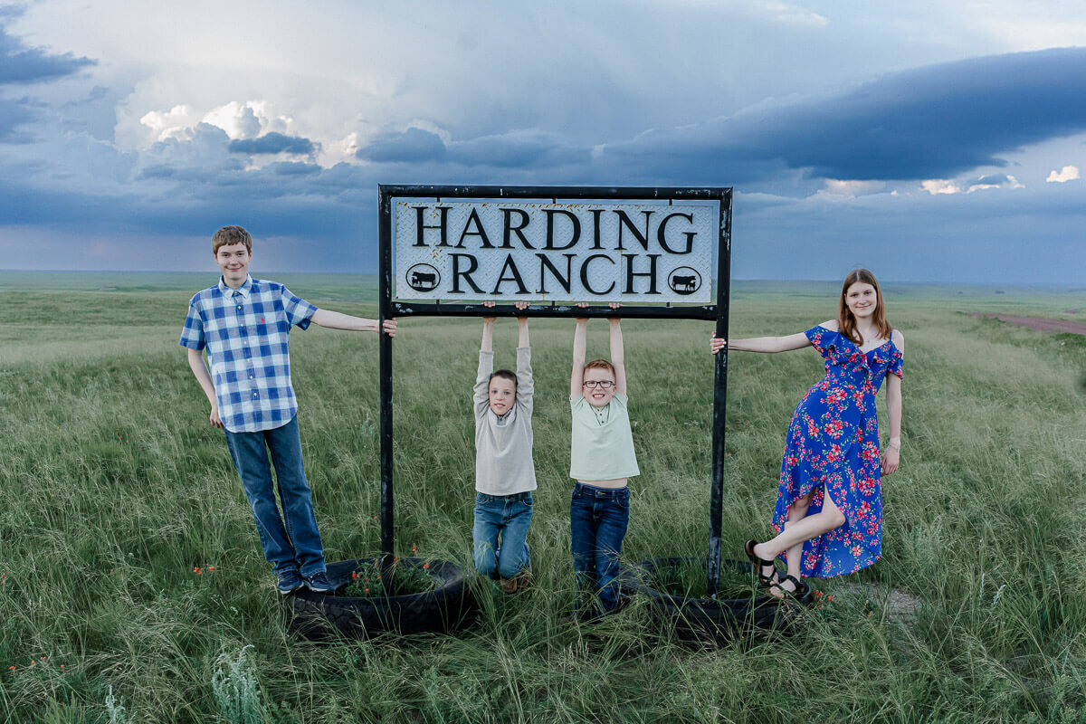 The Harding family at the ranch