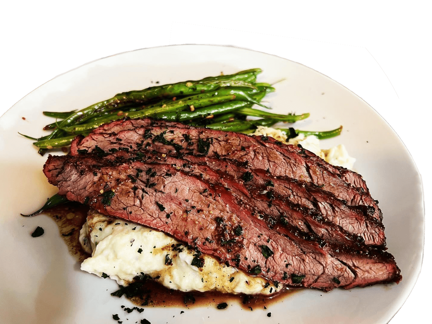 Prepared Harding Ranch beef with potatoes and green beans